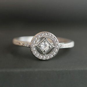 💎 925 Silver Plated Lovely Pave Double Layer Rhombus Ring for Women,VIP088